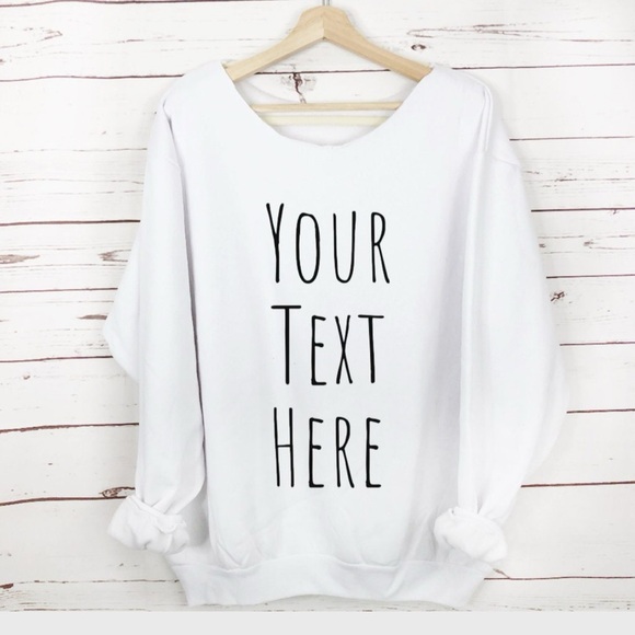 NEW Oversized Custom Slouchy Off the Shoulder SweatShirt - Picture 2 of 5